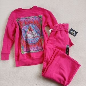 pink floyd ♡ dark side of the moon 2 piece matching pink set band outfit